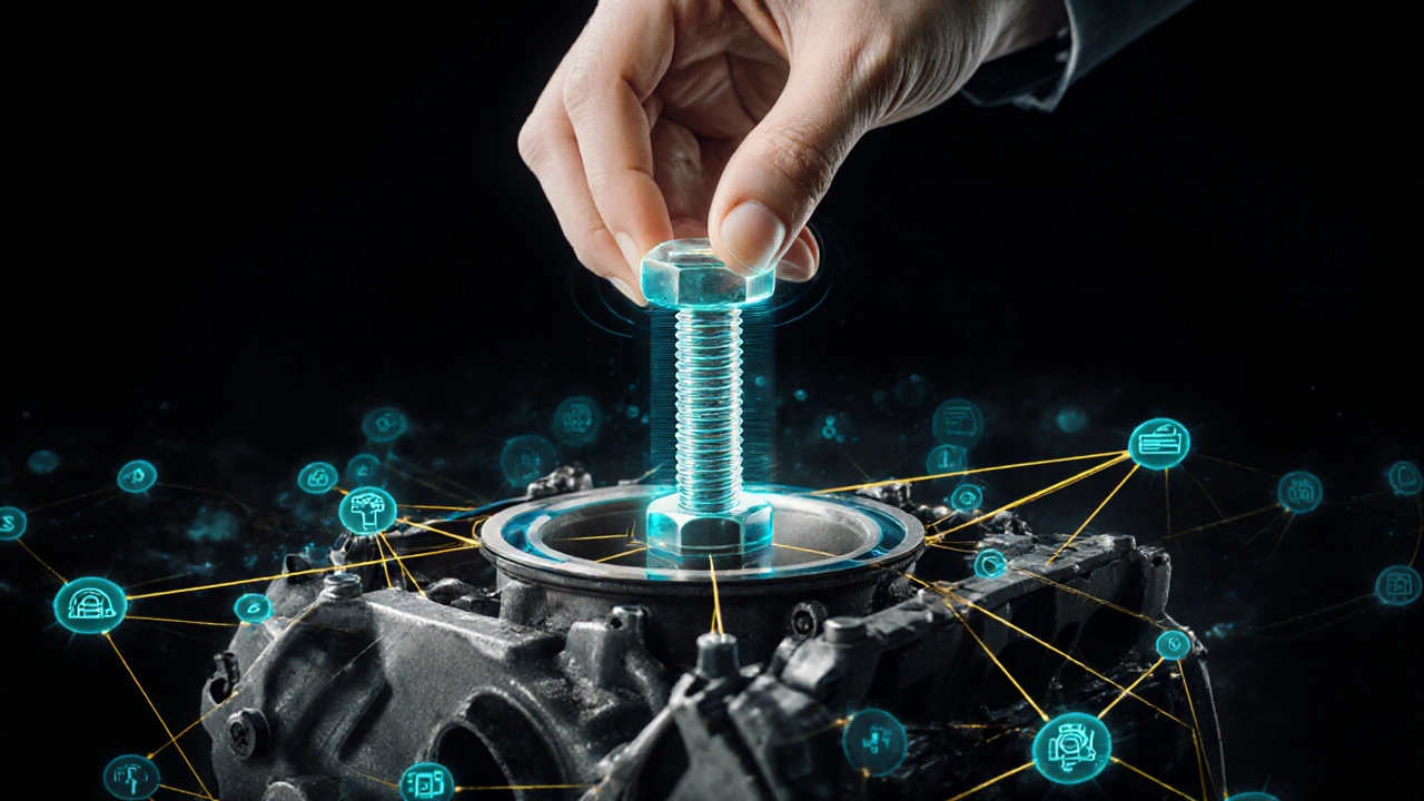 Прозрачная деталь с потоками данных, показывающая, как качество формируется из процессов и людей.