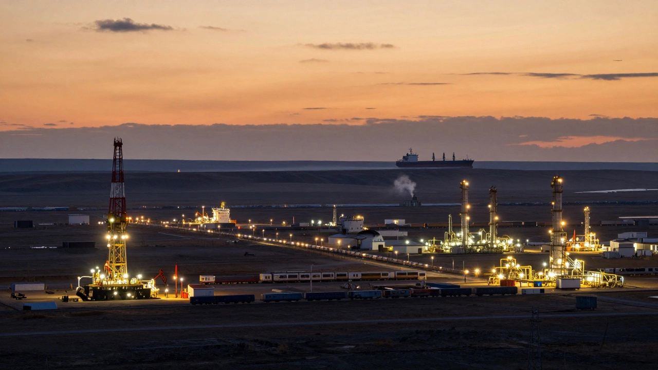 Сеть нефтегазовых объектов России, соединённых транспортными коридорами в сторону Азии