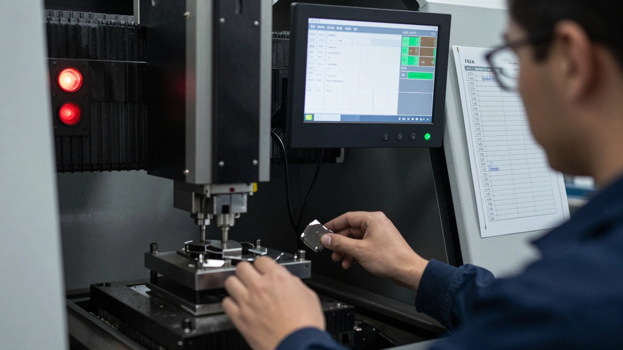 Оператор останавливает станок, когда MES зафиксировал аномалию, предотвращая брак.