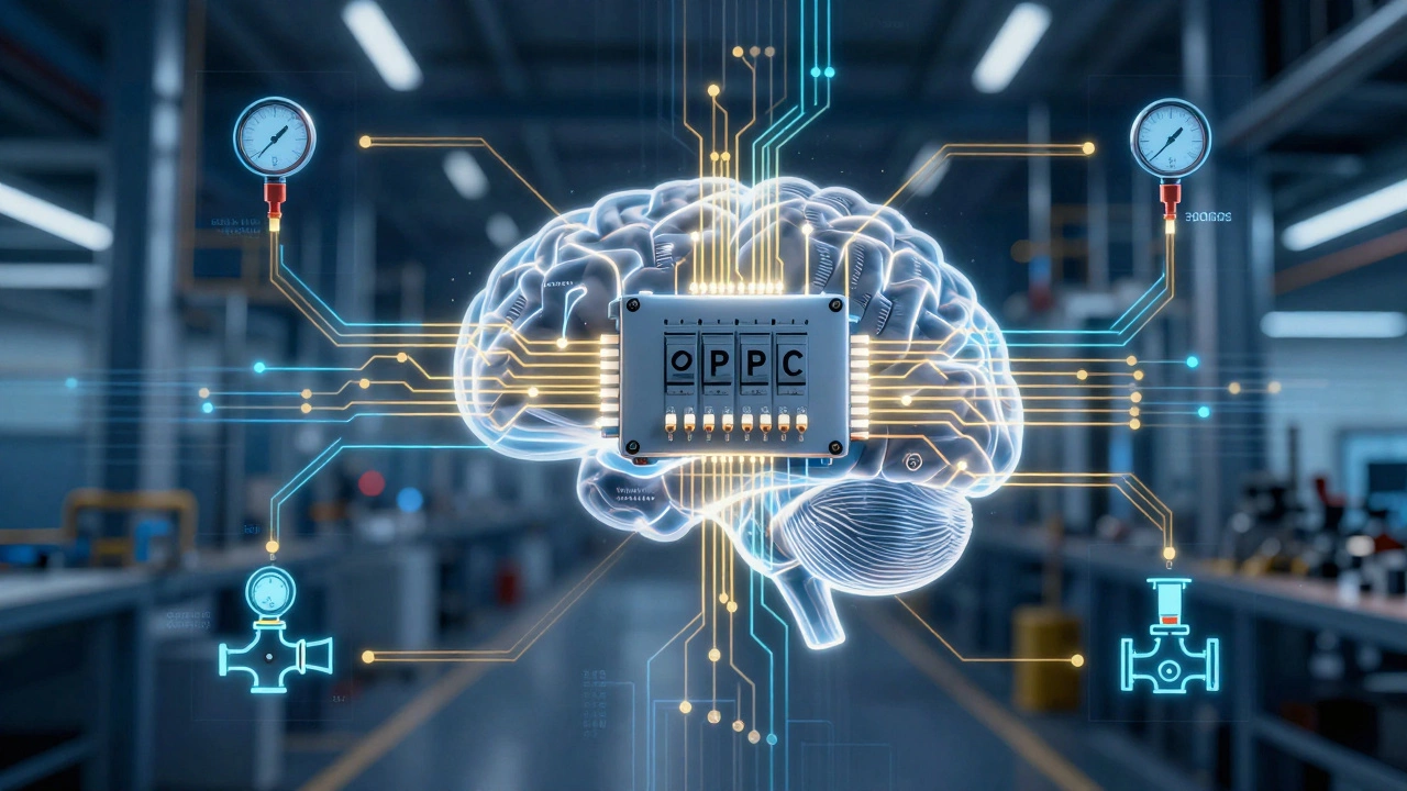 Схематичное изображение работы системы АСУ ТП и потоков данных в производстве