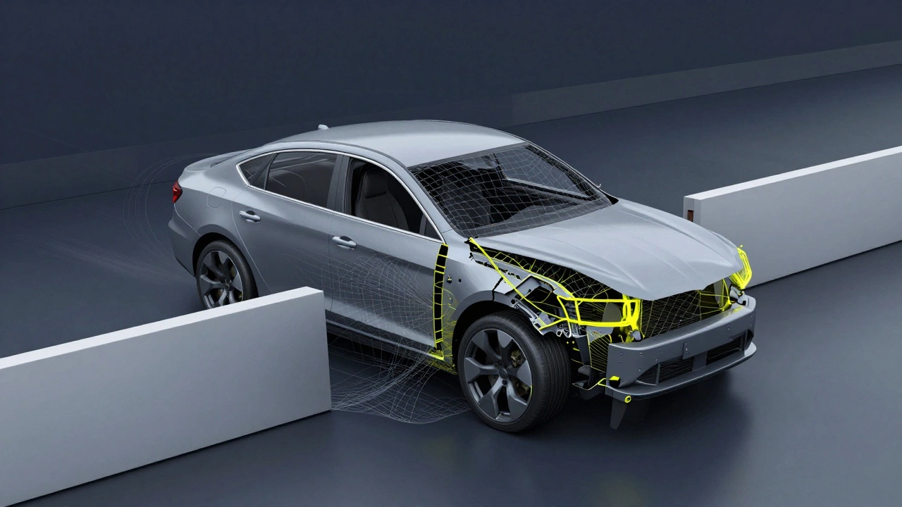 Виртуальный краш-тест автомобиля с визуализацией деформации кузова