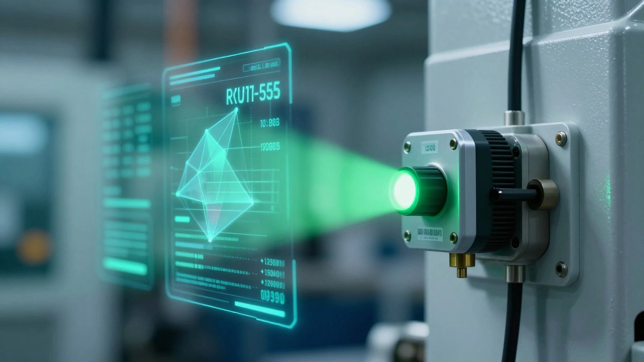 Датчик IoT на промышленном оборудовании с данными