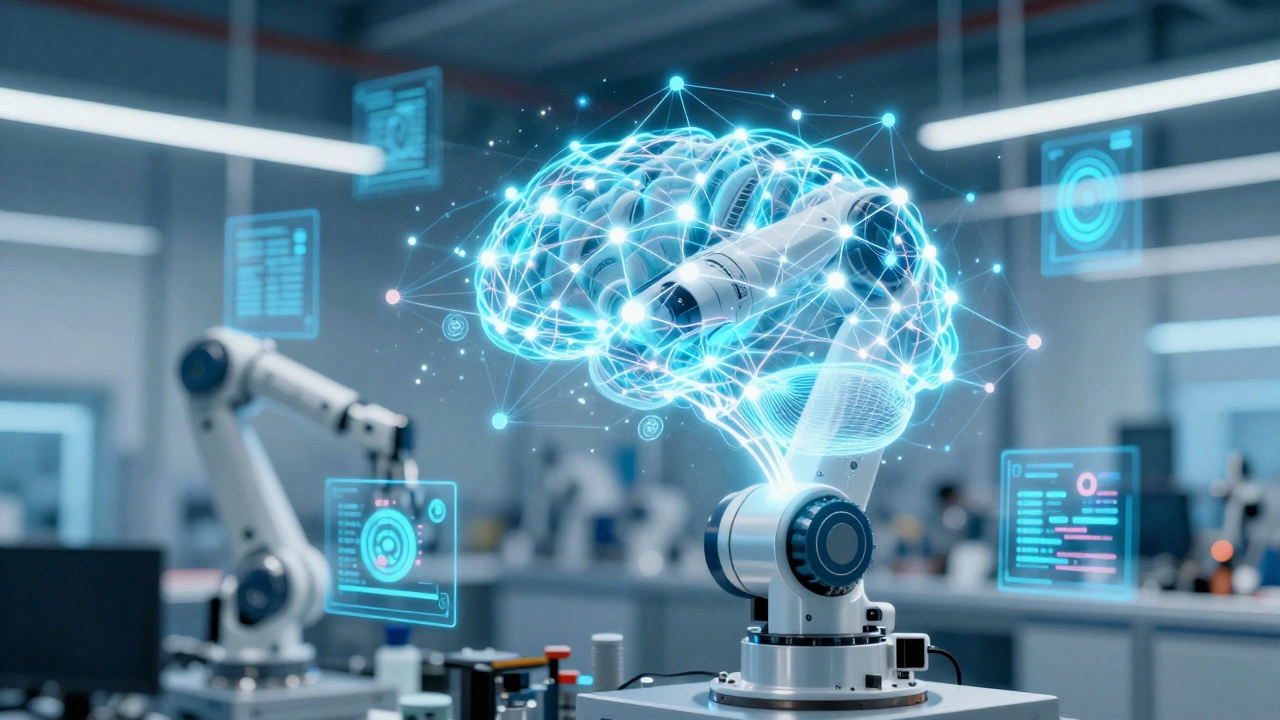 Робот-манипулятор с голографической нейронной сетью AI